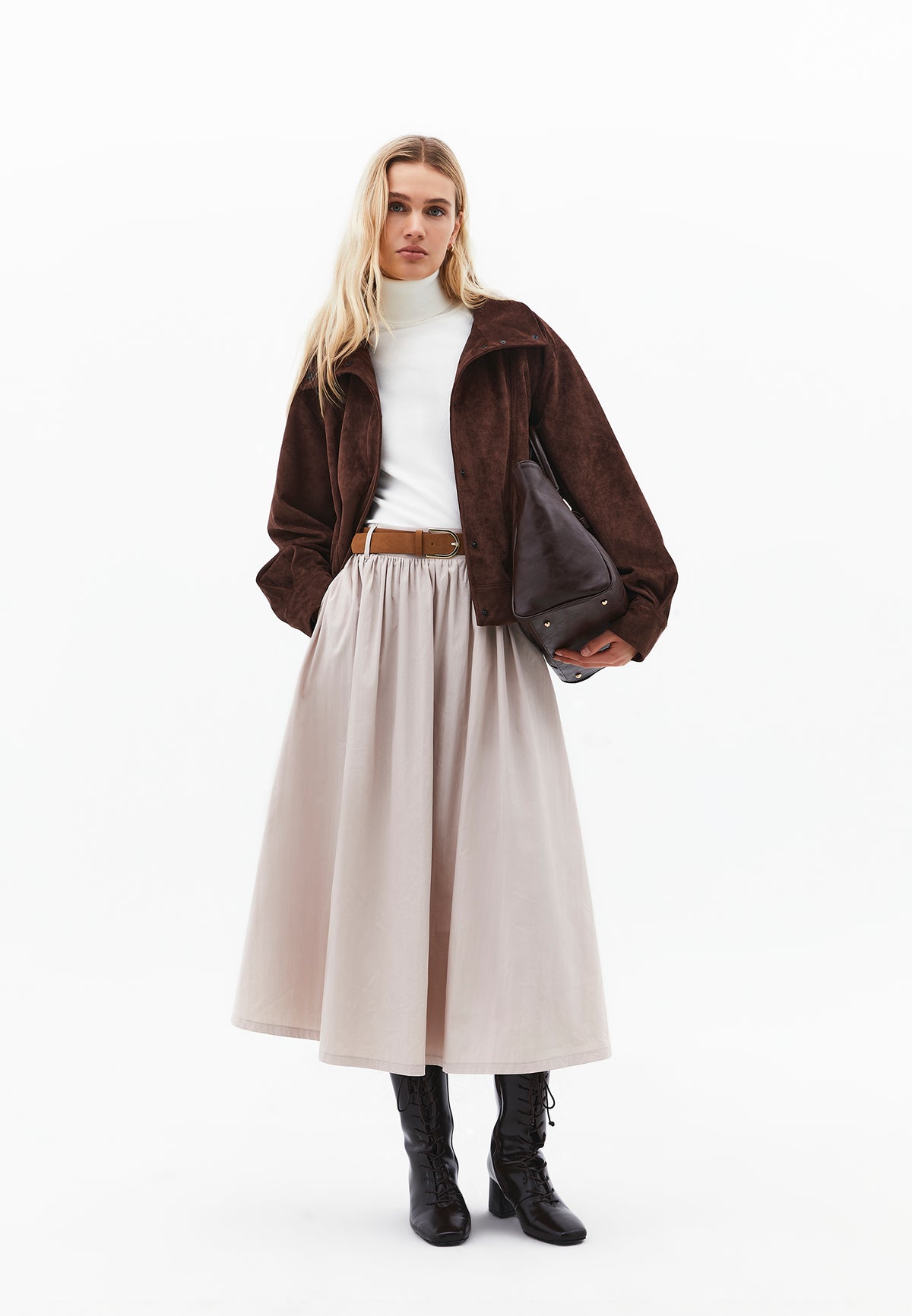 A-Line Long Skirt - Beige