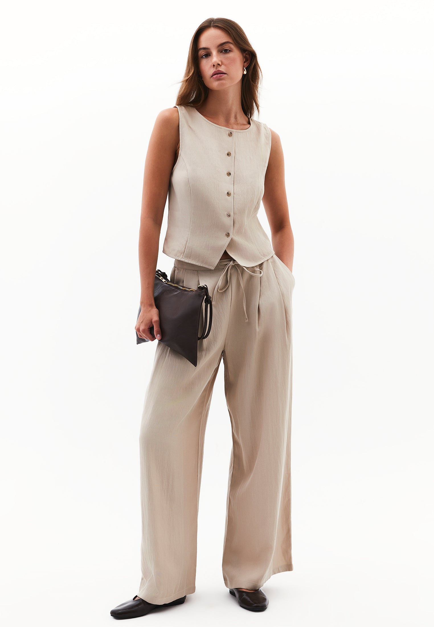 Button detailed vest - FEATHER GRAY