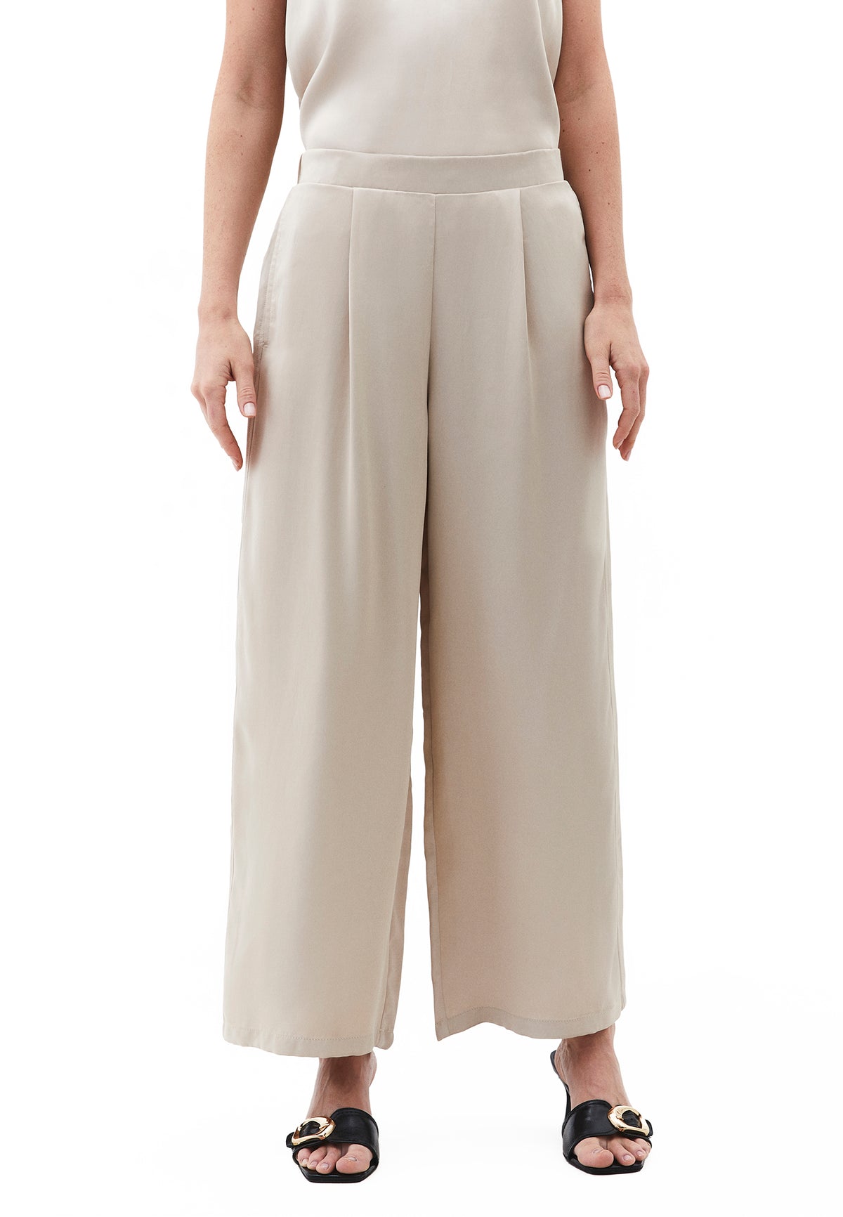 Ultra High Waist Straight Pants - Beige