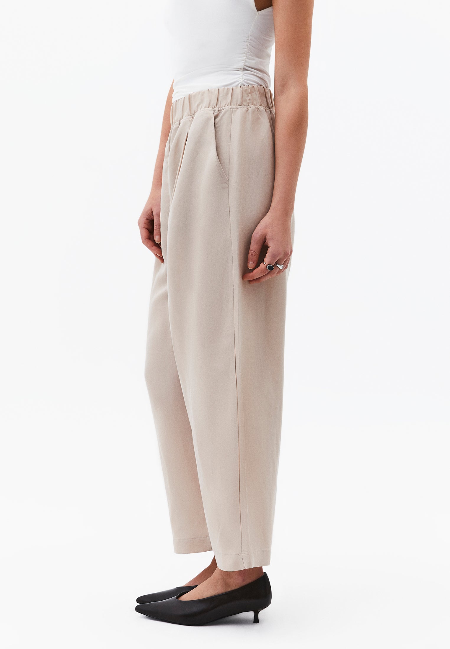 High Waist Carrot Leg Balloon Pants - FEATHER GRAY