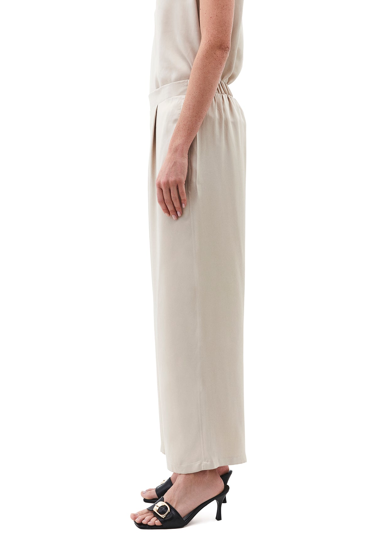 Ultra High Waist Straight Pants - Beige