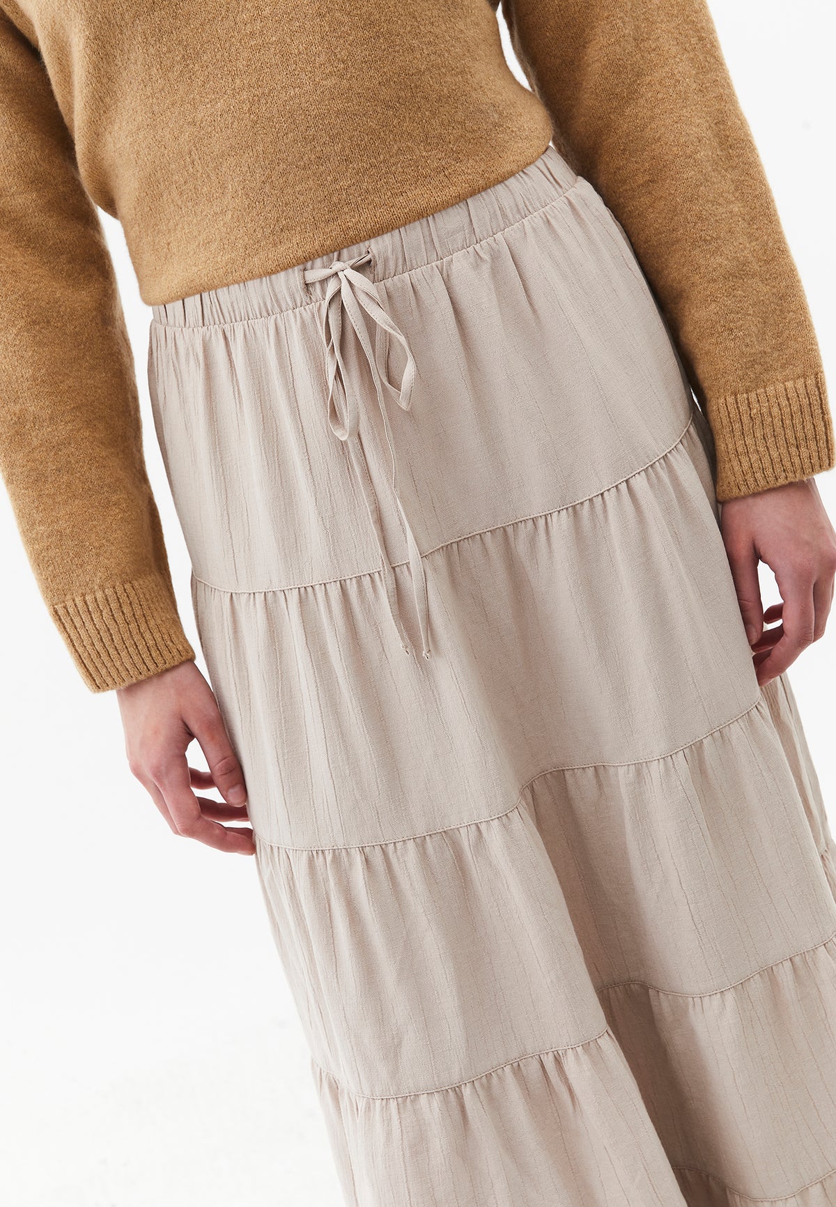 A-Line Midi Skirt - Beige