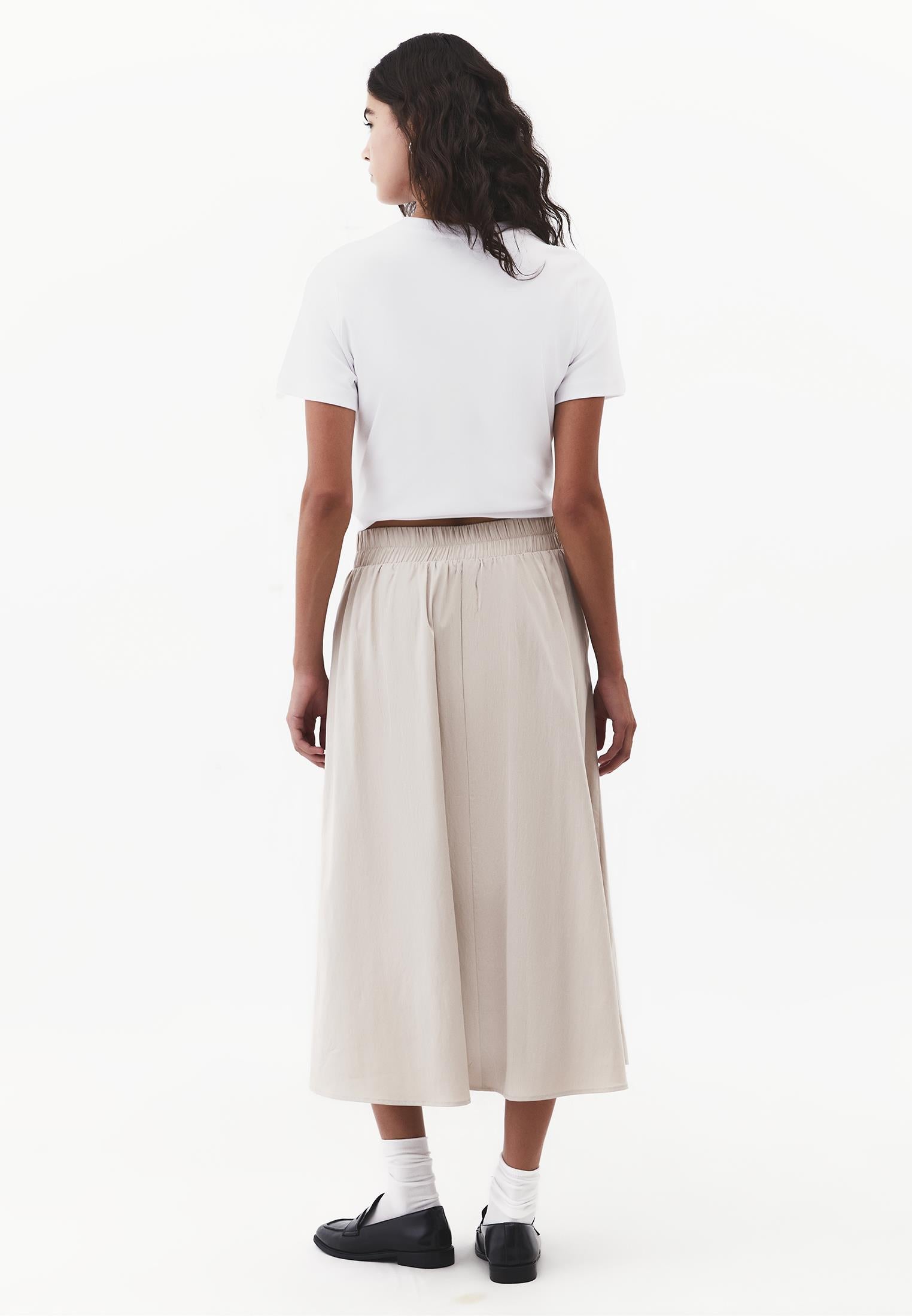 Pleated Long Skirt - FEATHER GRAY