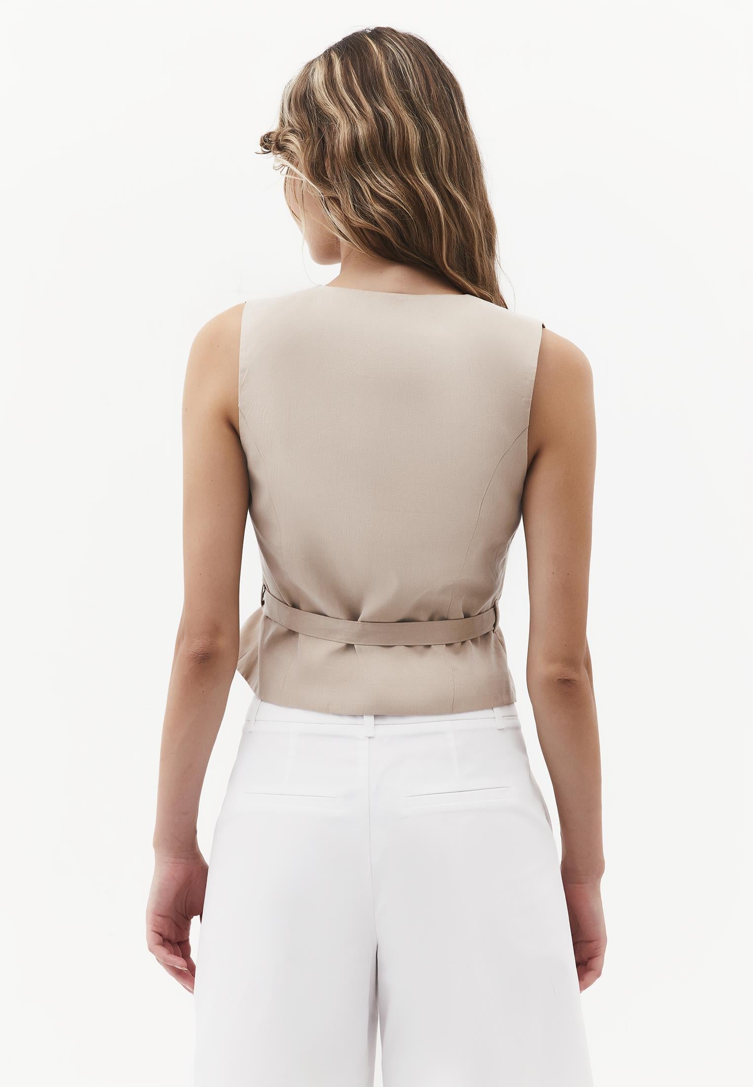 Belted Wrap Vest - FEATHER GRAY