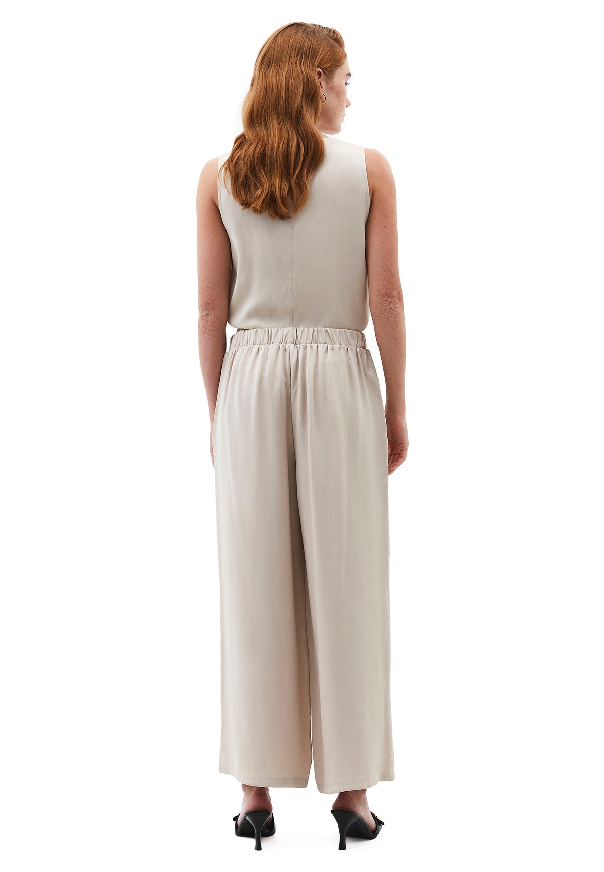 Ultra High Waist Straight Pants - Beige