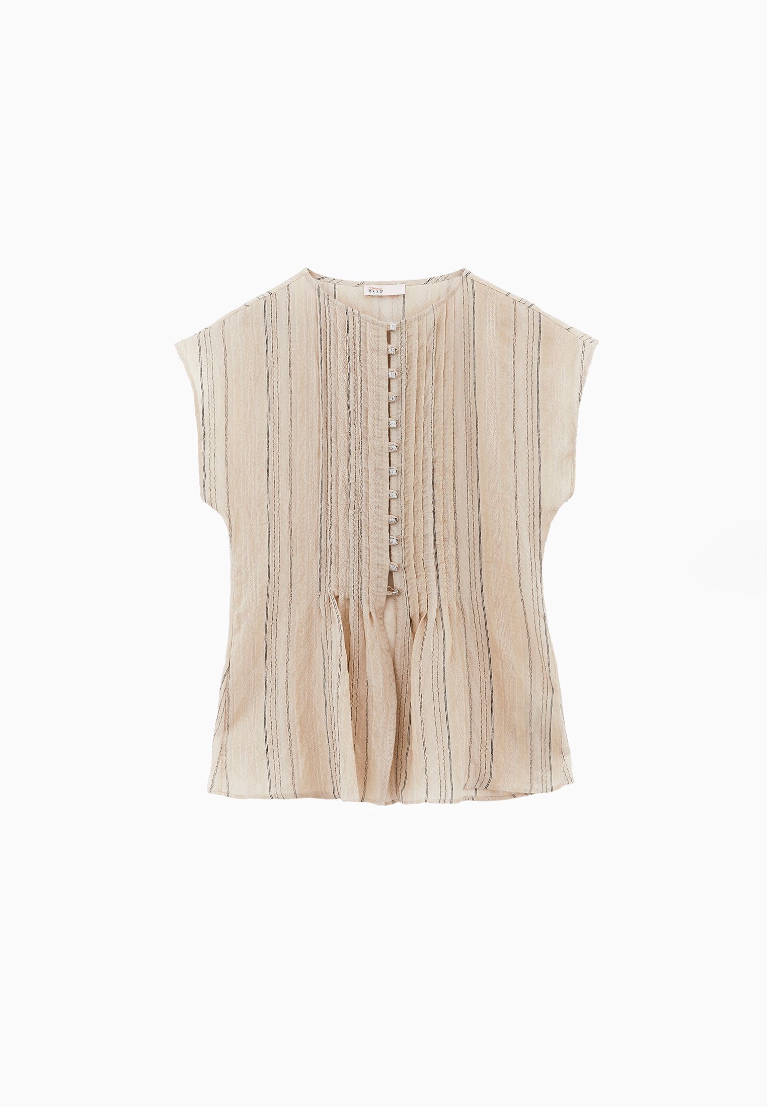 Embroidered Crew Neck Tunic Blouse - FEATHER GRAY