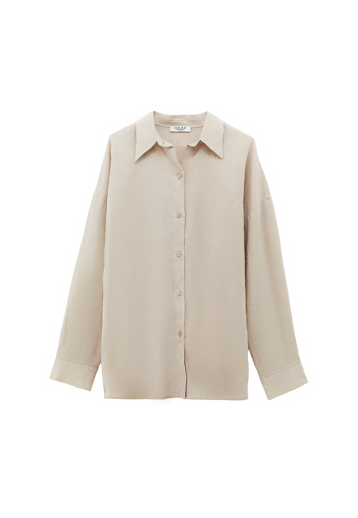 Large mold button linen shirt - FEATHER GRAY