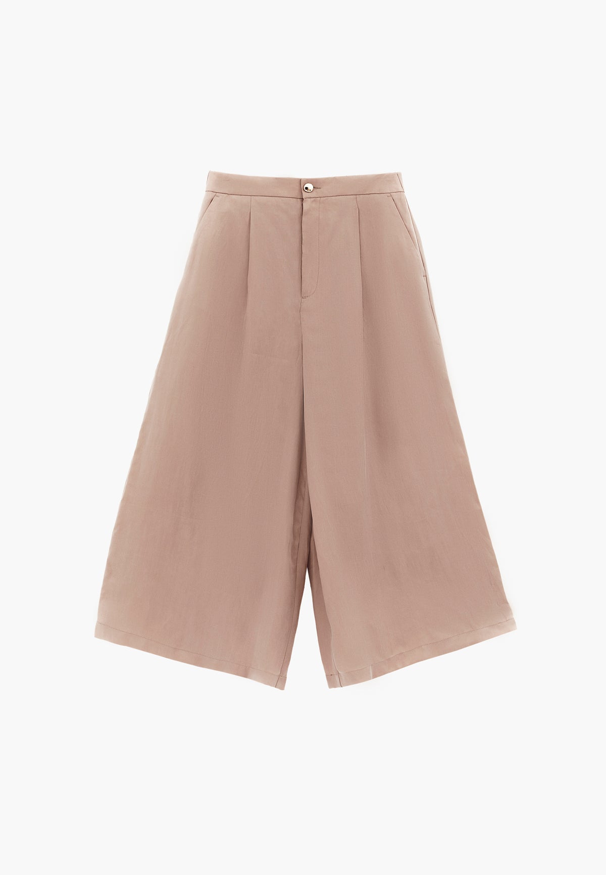 Wide Leg High Waist Trousers with Pleat Details - FEATHER GRAY