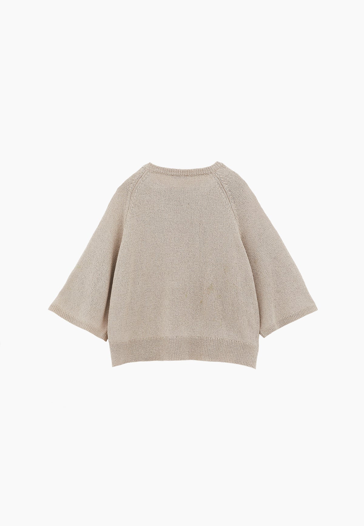 Raglan Sleeve Loose Fit Crew Neck Sweater - Beige