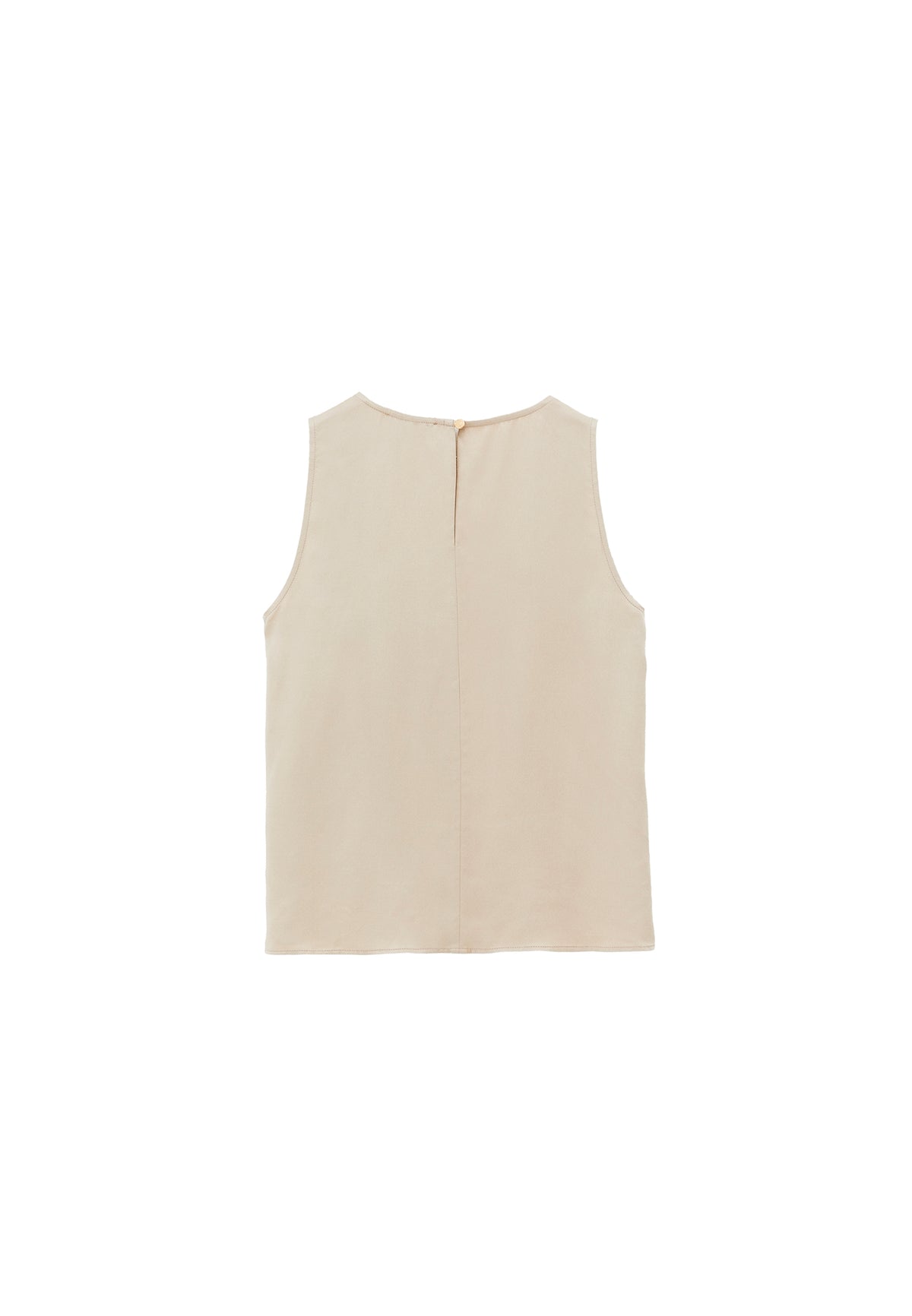U Neck Tank Top With Button Details - Beige