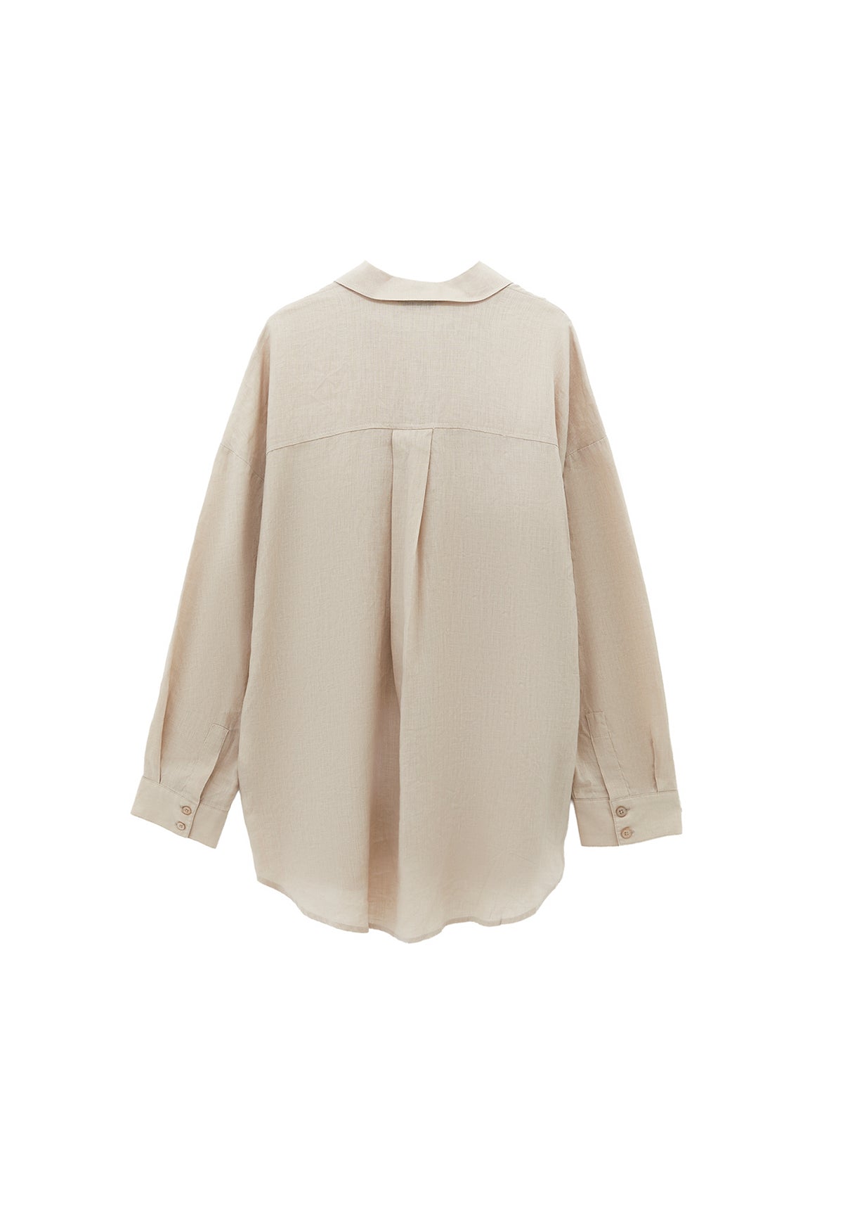 Linen Shirt With Large Fit And Buttons - Beige