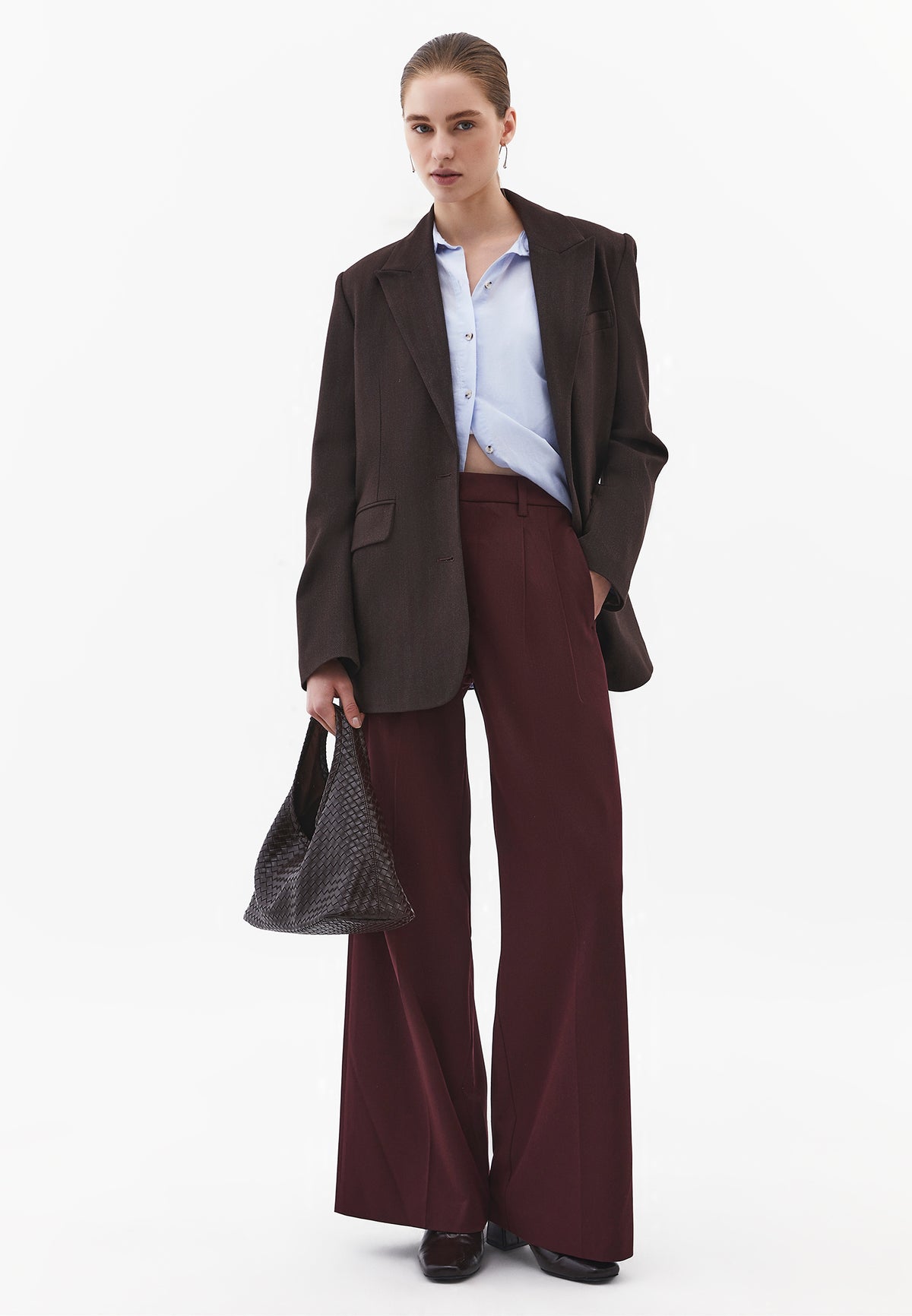 Pleated Wide Leg Pants - Purple