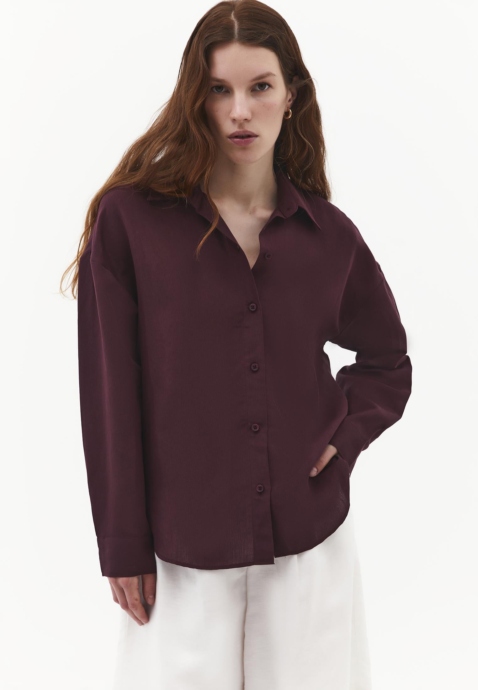 Loose Fit Button Detailed Long Sleeve Shirt - FIG