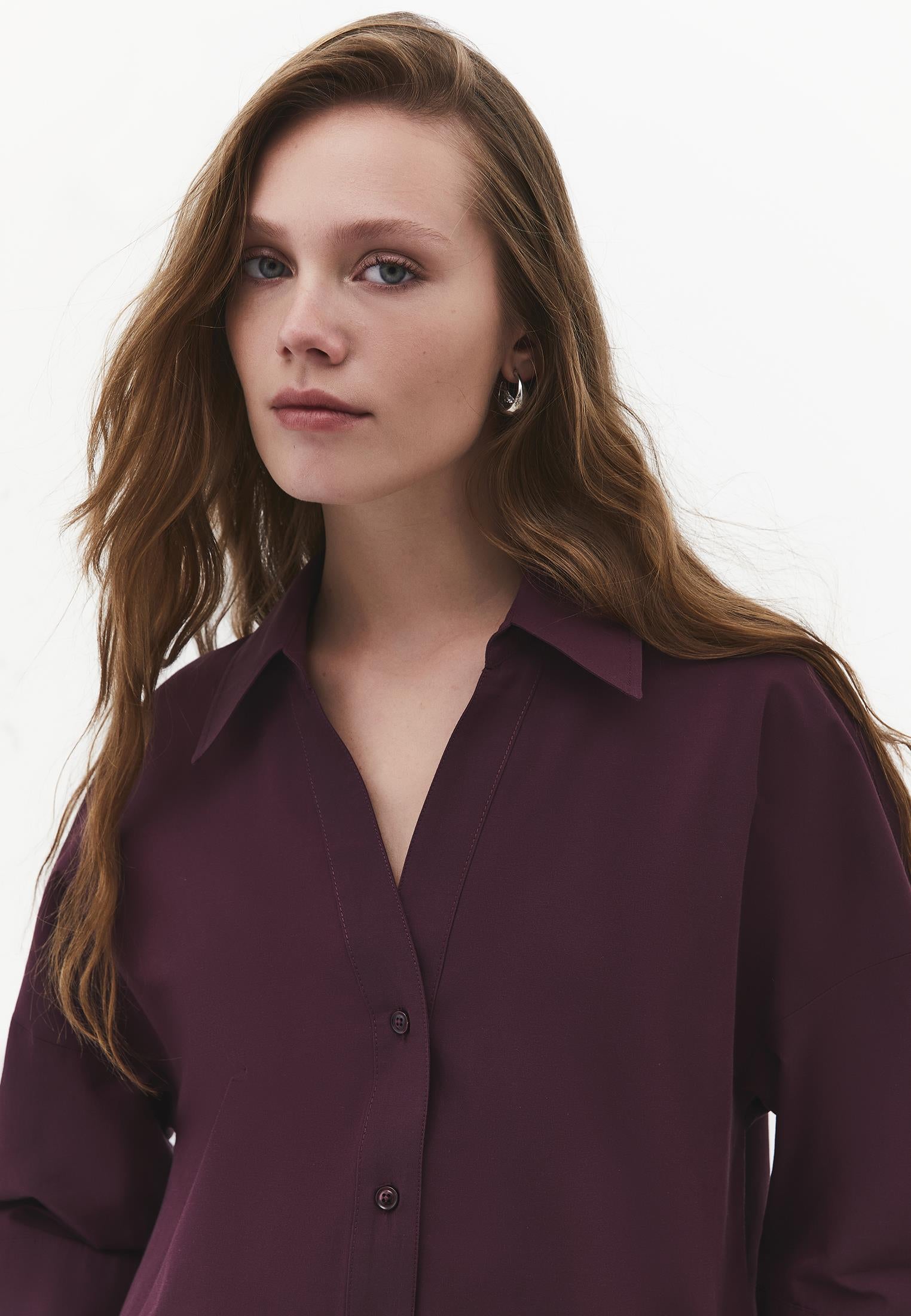 Oversize 3/4 Sleeve Buttoned Shirt - FIG