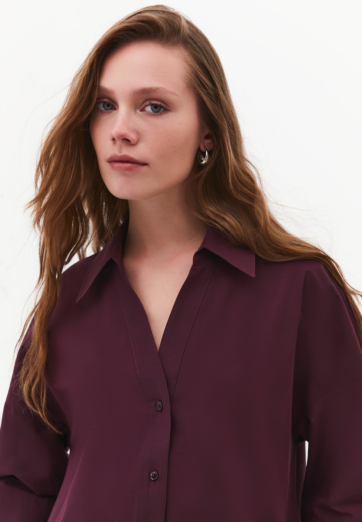 Oversize 3/4 Sleeve Buttoned Shirt - FIG