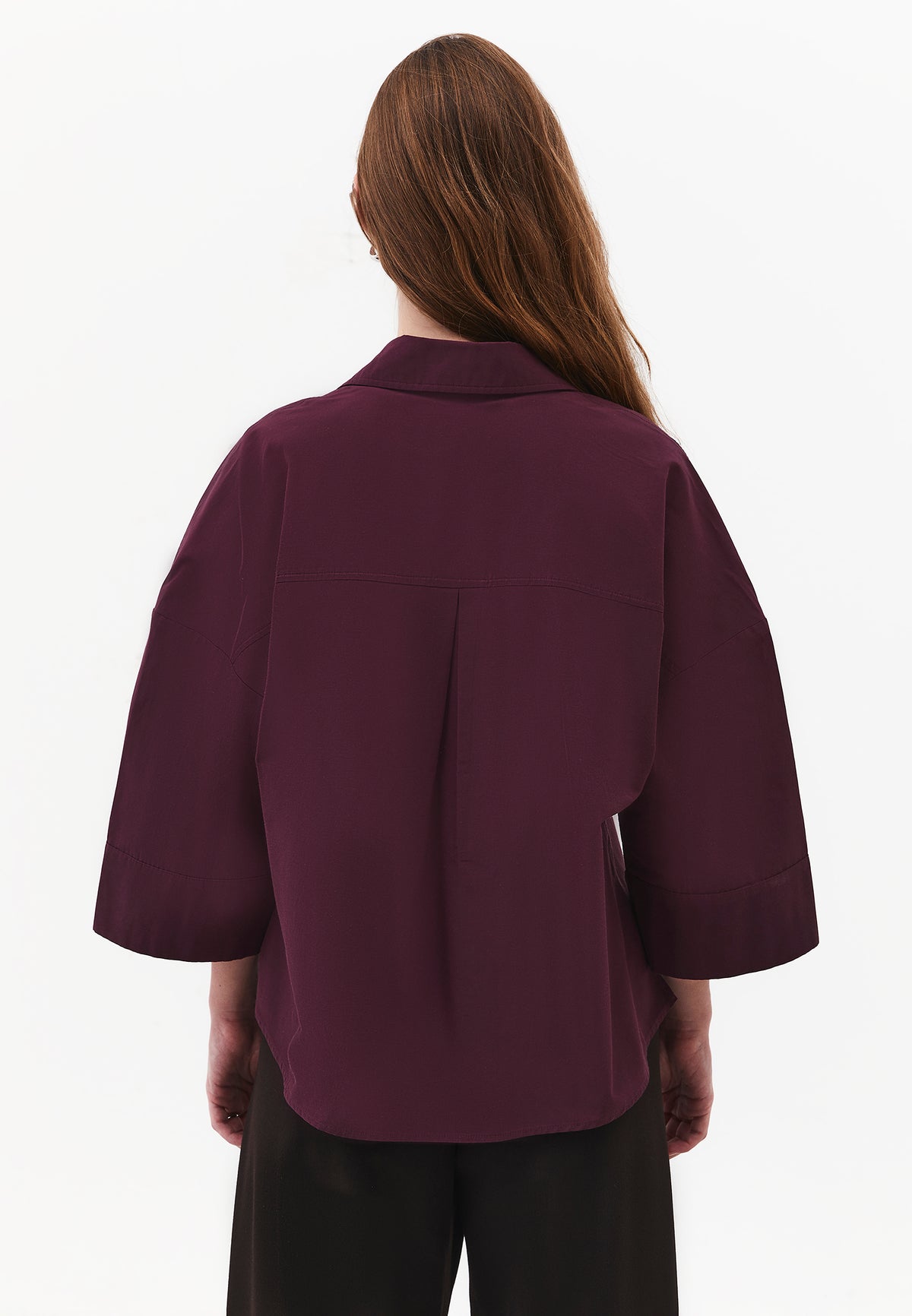Oversize 3/4 Sleeve Buttoned Shirt - FIG