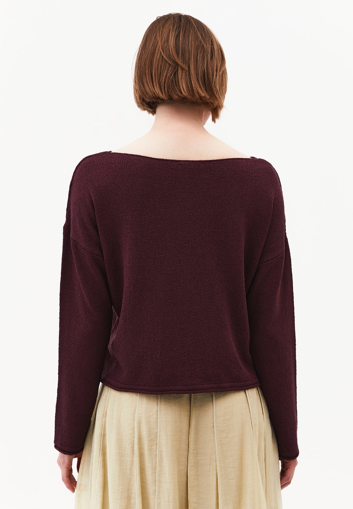 Boat Neck Bouclé Sweater - FIG