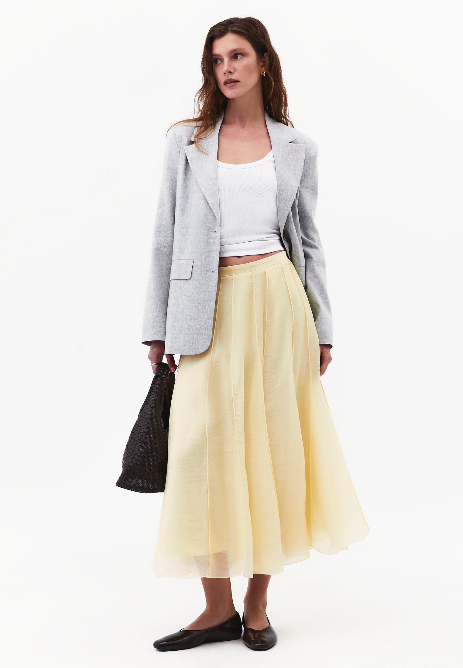 High Waist Flared Midi Skirt - FLAN