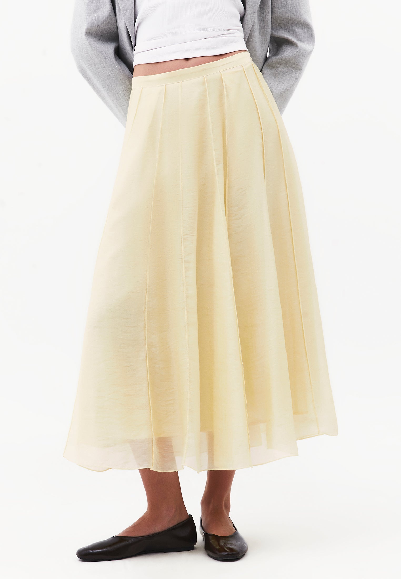 High Waist Flared Midi Skirt - FLAN