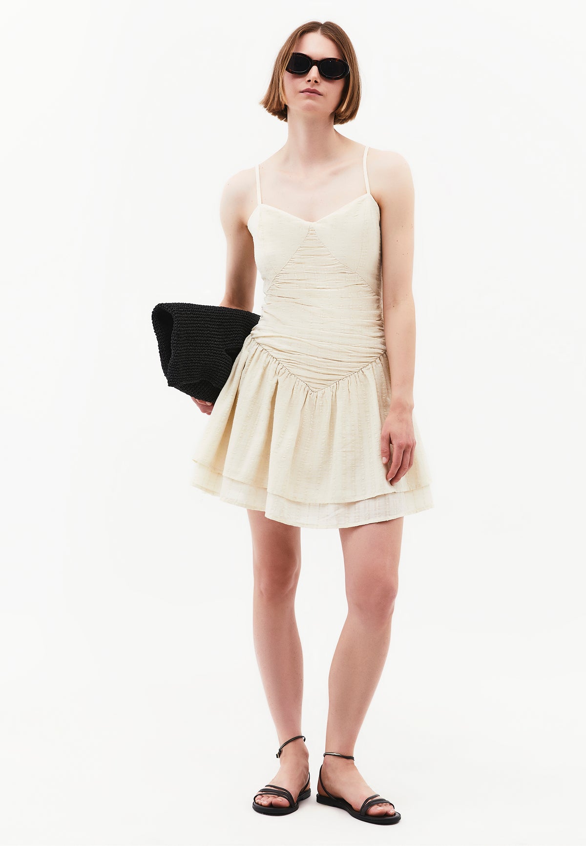 Sleeveless Dress In A-Line With Plaid Pattern - FLAN