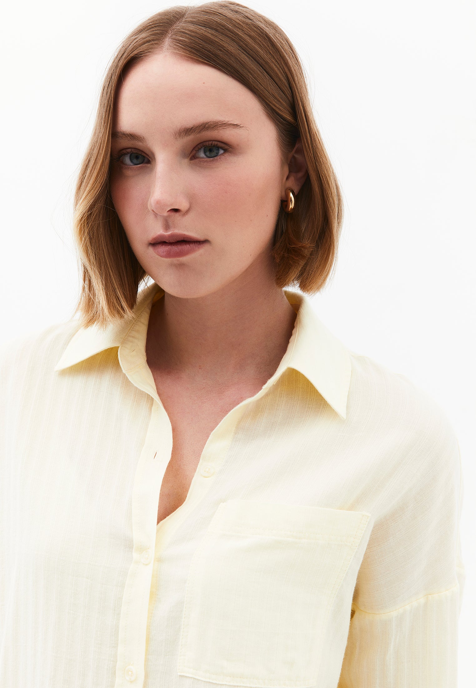 Oversize Long Sleeve Shirt With Pocket Detail - FLAN