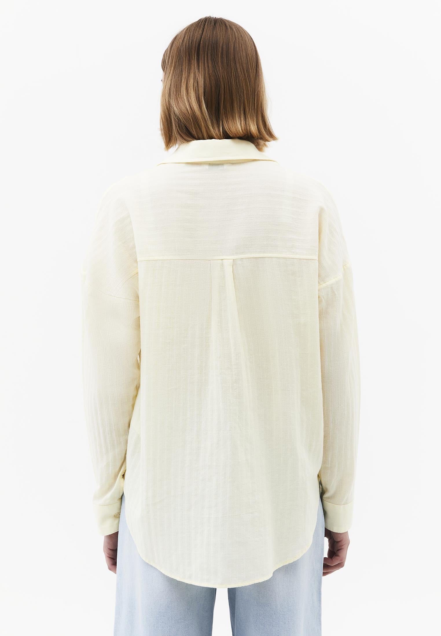 Oversize Long Sleeve Shirt With Pocket Detail - FLAN