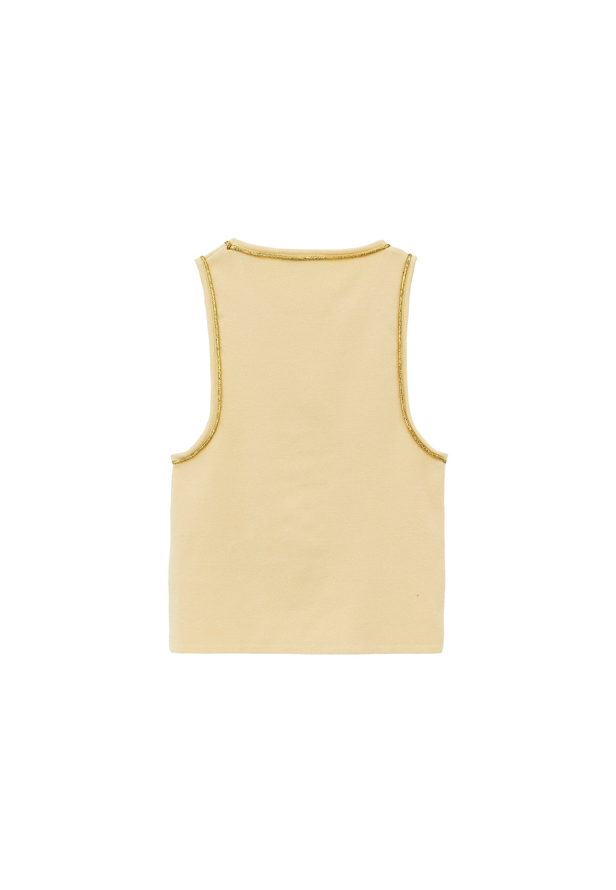 Glittery Crew Neck Sleeveless Tank Top - Yellow