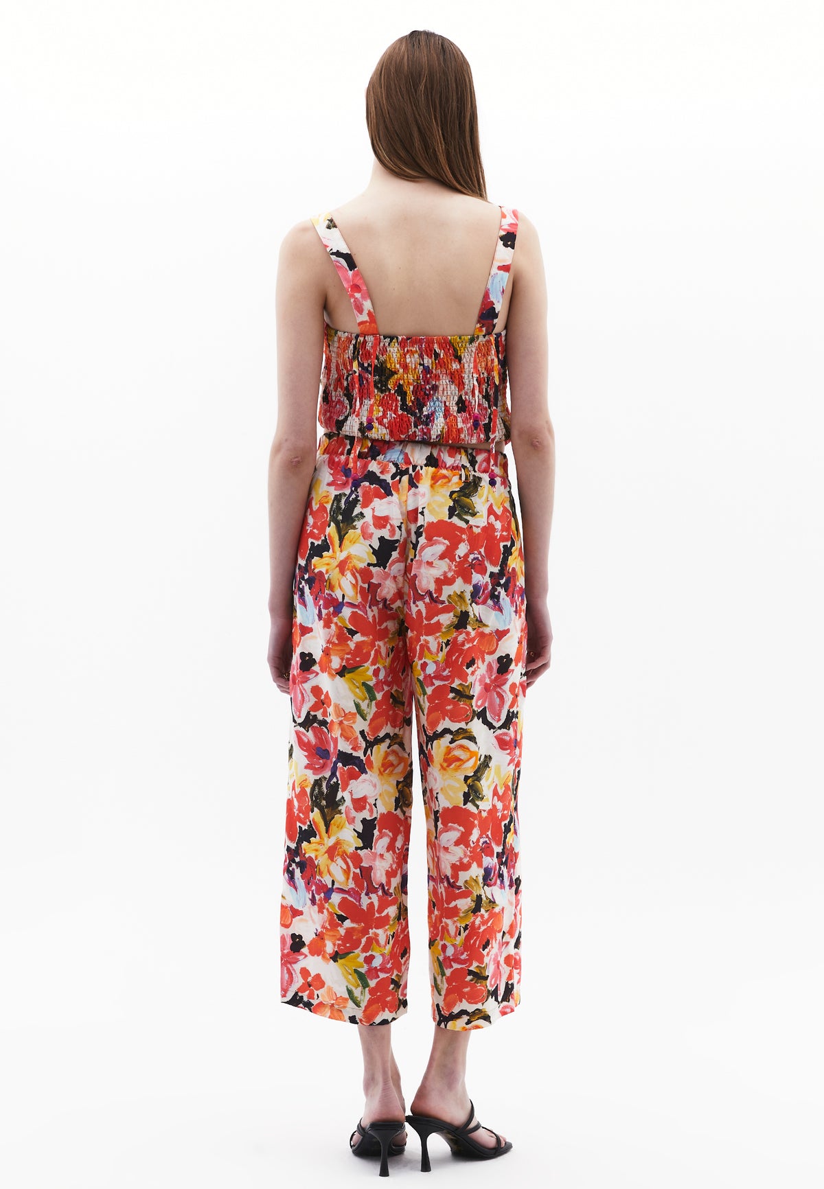 Wide Leg Midi Pants - Mix Color