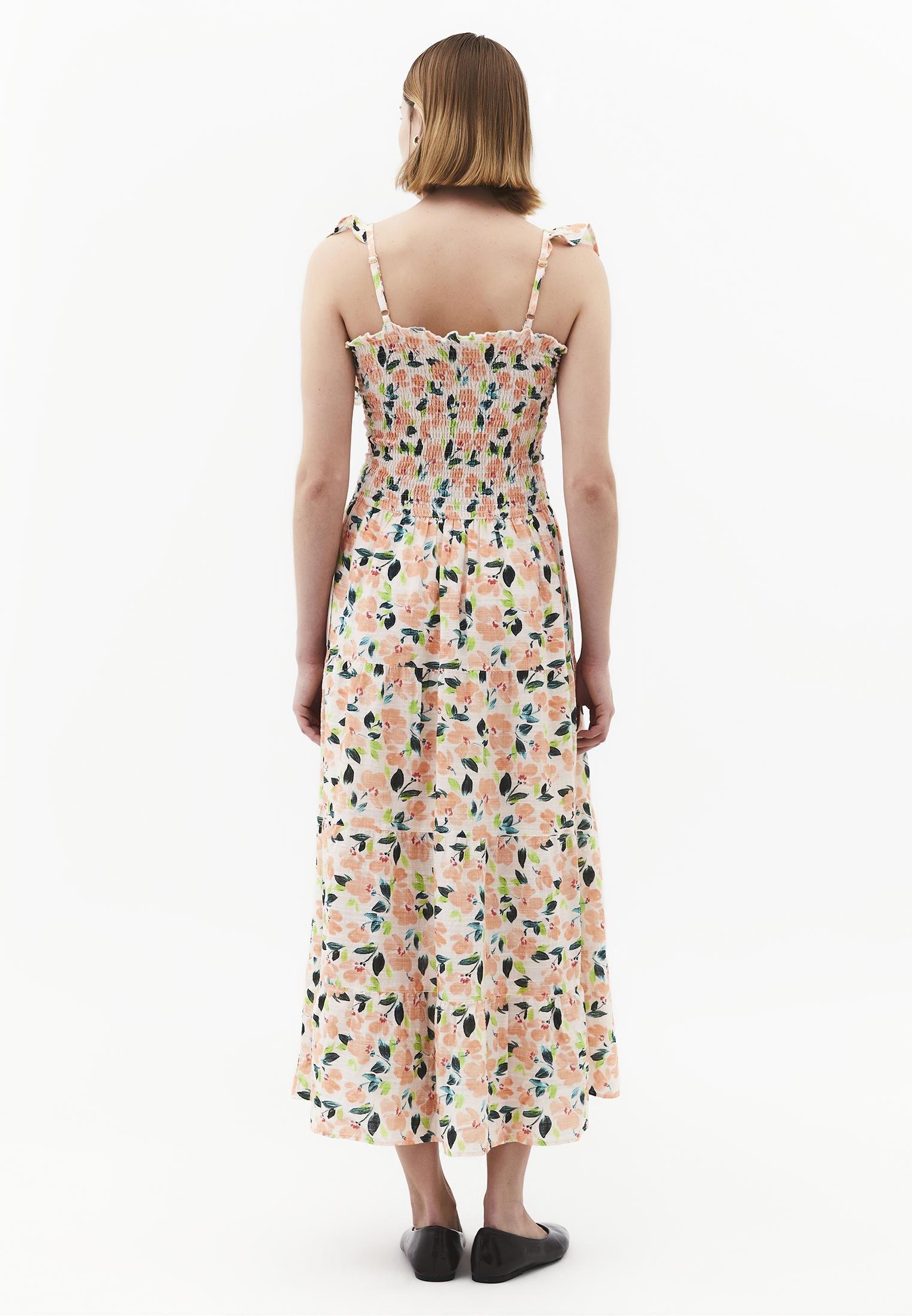 Long Dress With Butterfly Sleeves And Square Neckline - FLOWER COMB