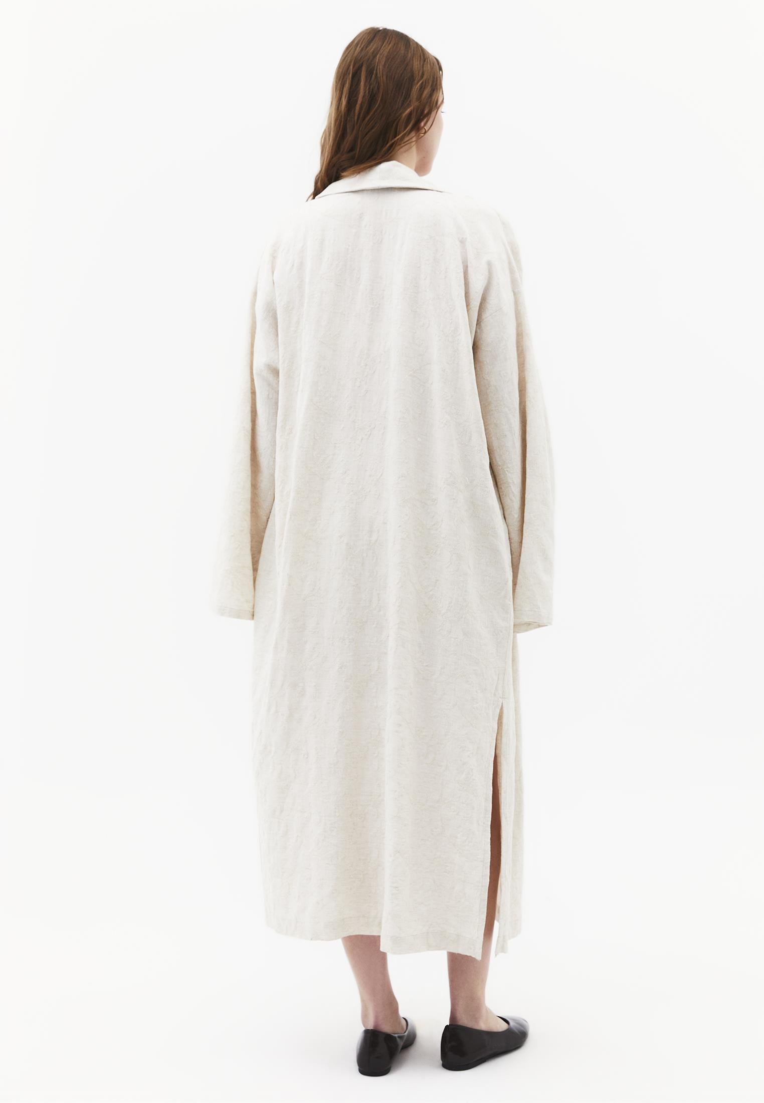 Long Kimono With Embroidery Detail - FLOWER COMB