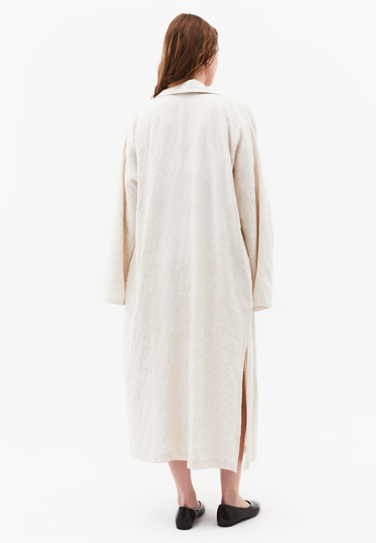 Long Kimono With Embroidery Detail - FLOWER COMB