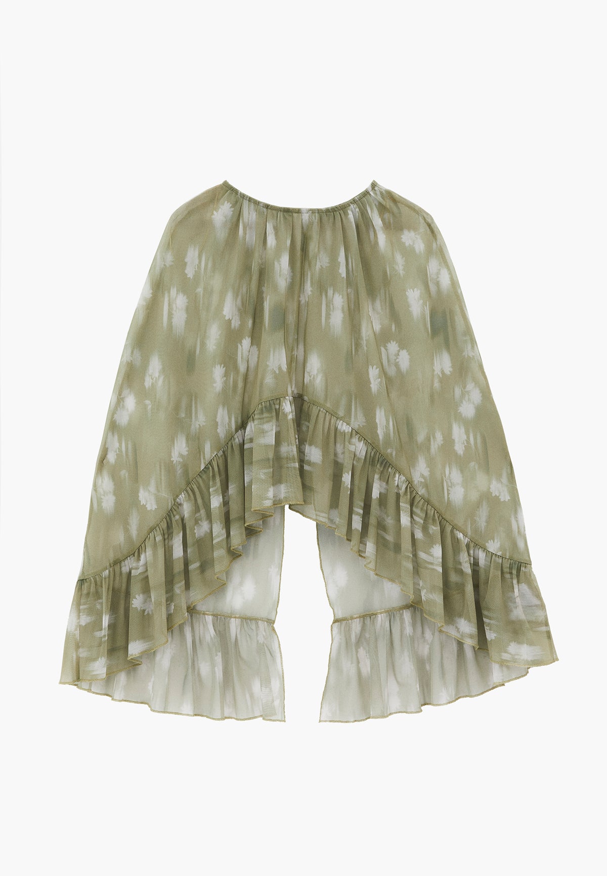 Kimono With Ruffle Details And Bateau Neck - FLOWER COMB