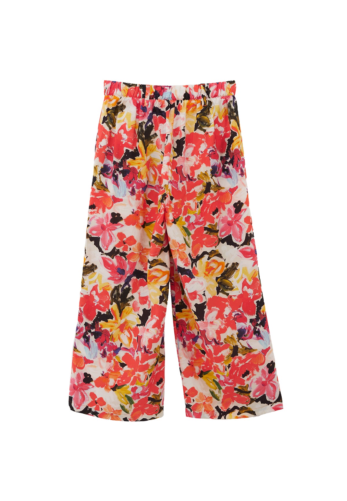 Wide Leg Midi Pants - Mix Color
