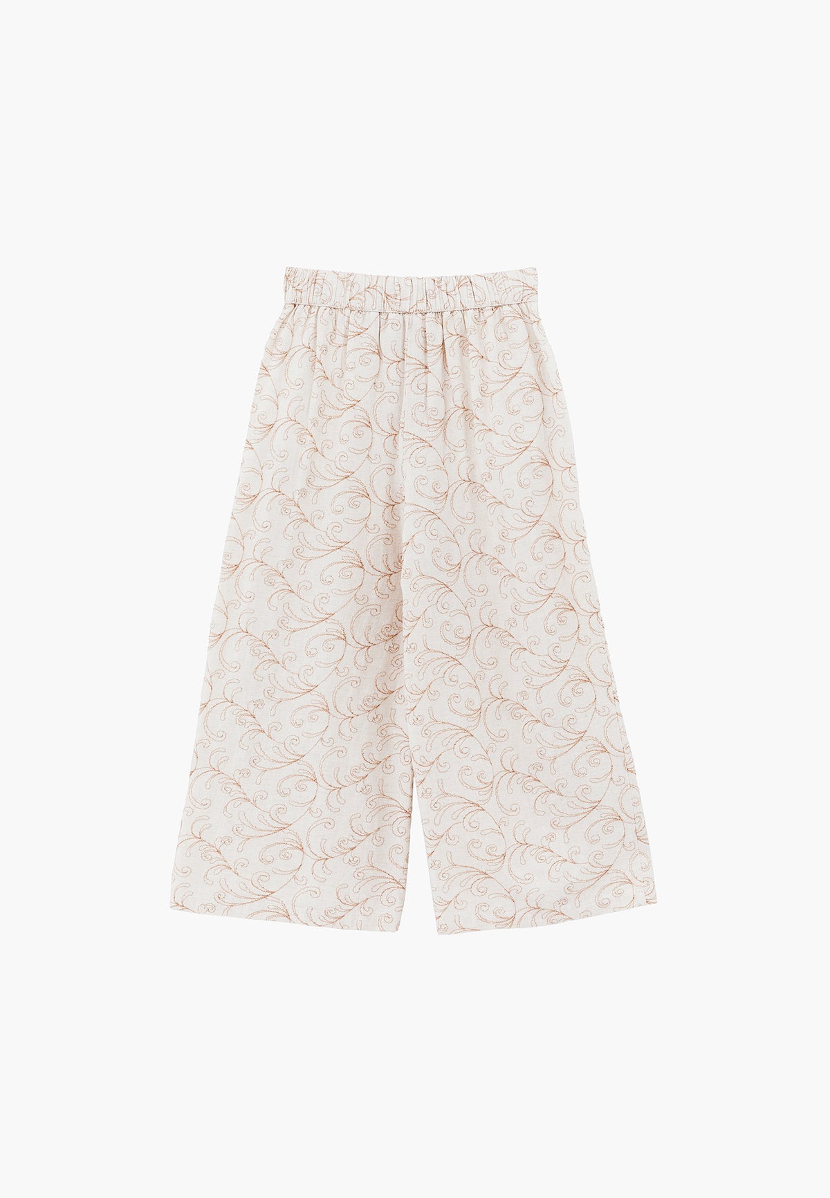 Capri Embroidered Cropped Culotte Trousers - FLOWER COMB