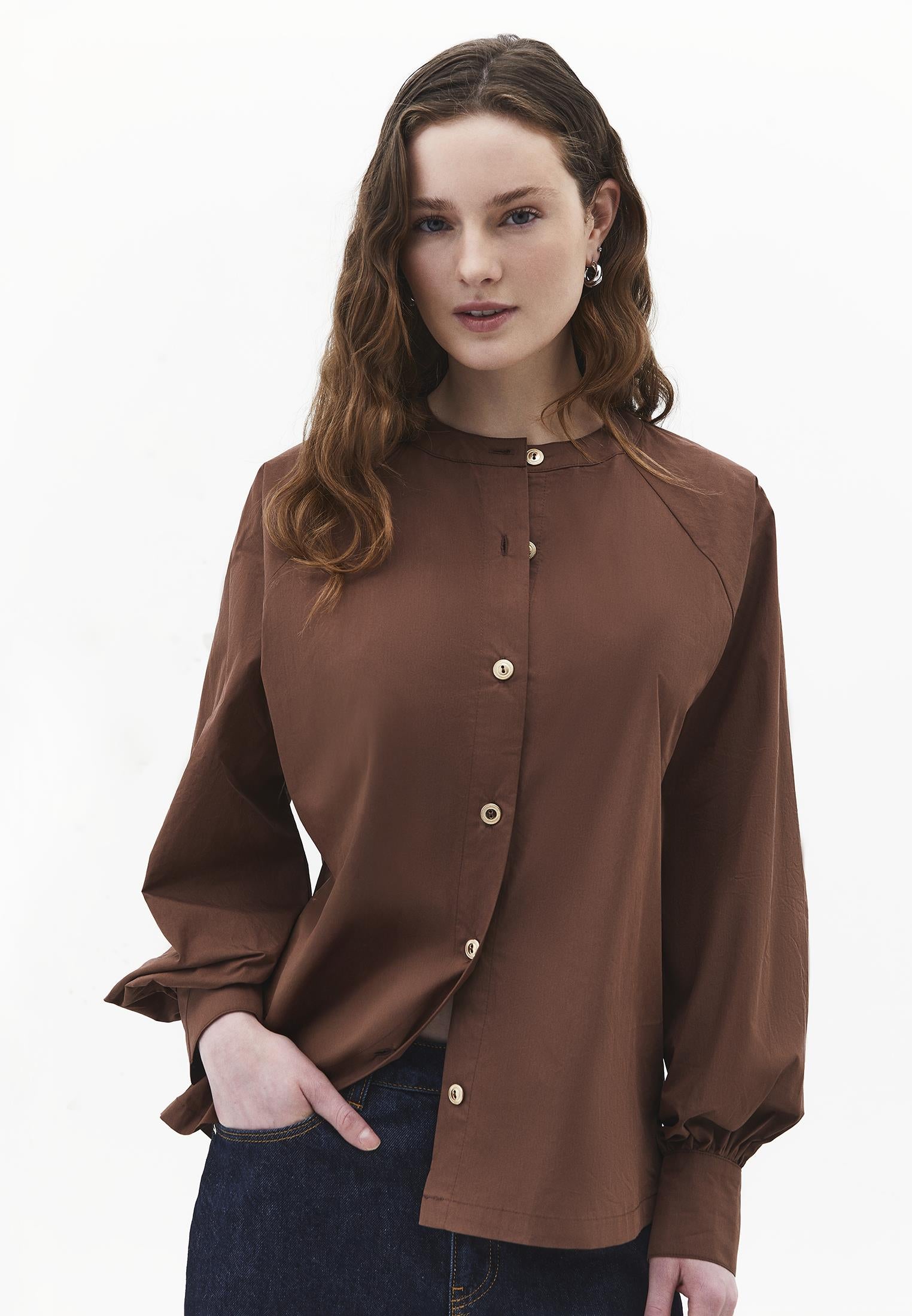 Oversize Raglan Sleeve Shirt - FONDUE FUDGE