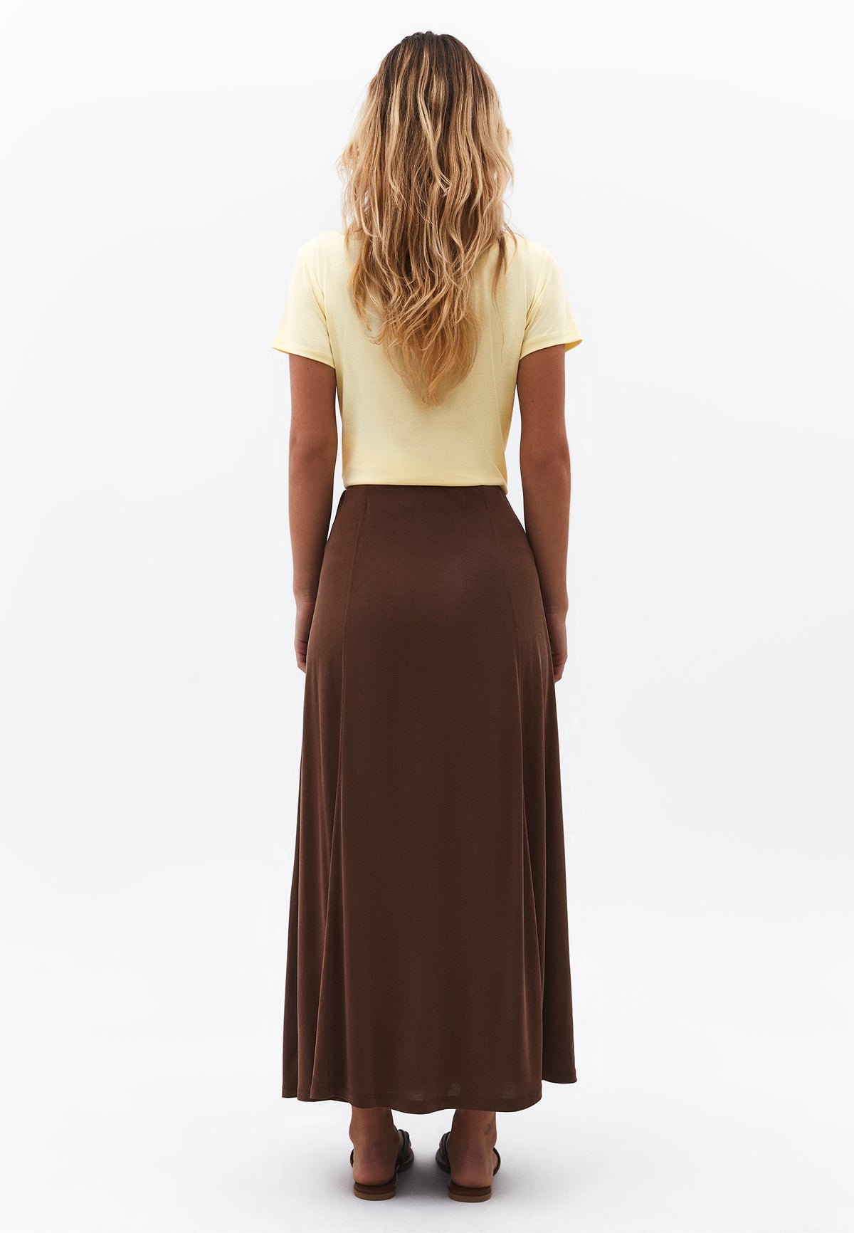 High Waist A Line Midi Skirt - FONDUE FUDGE