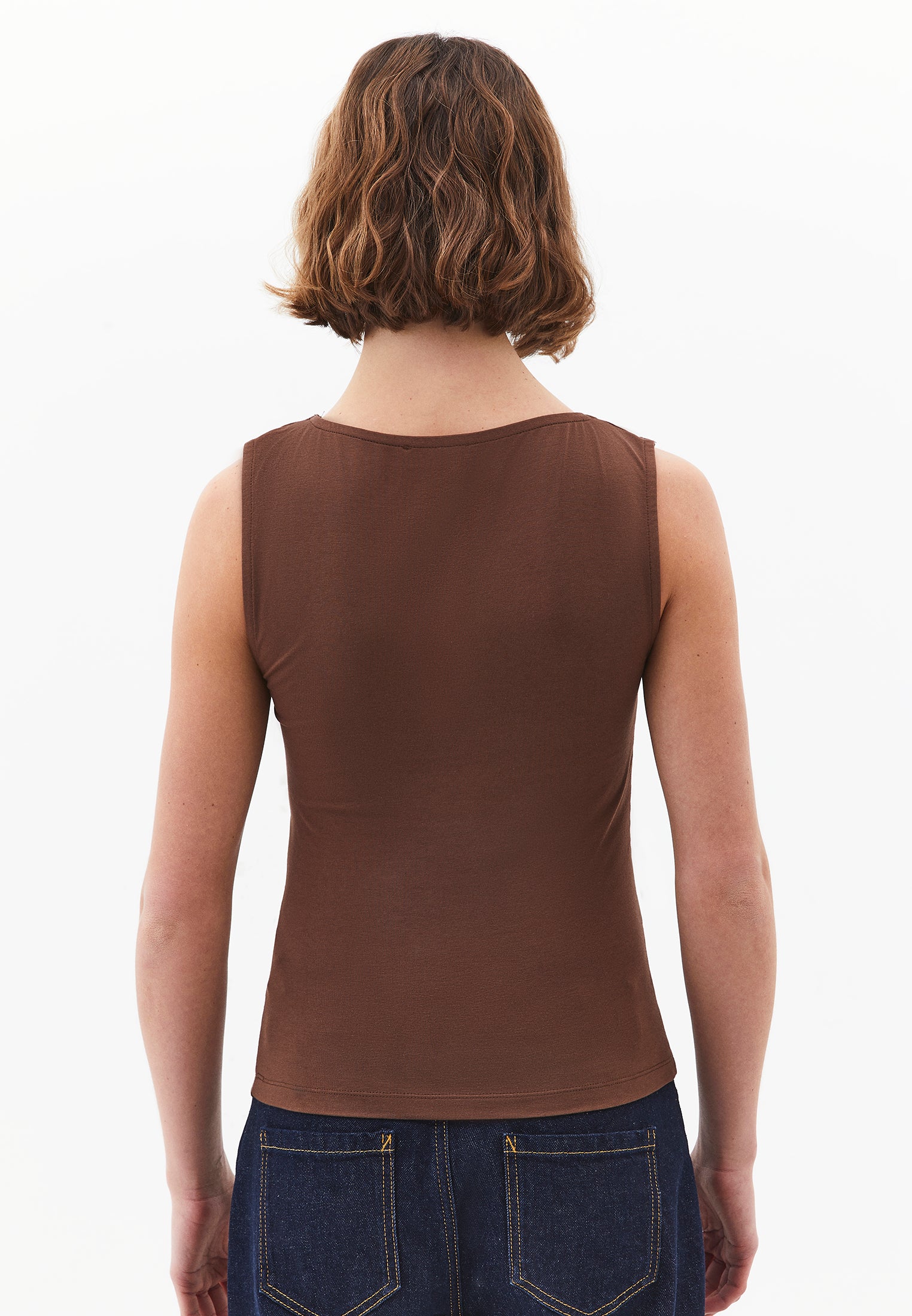 Boat Neck Bodycon Tank Top - FONDUE FUDGE