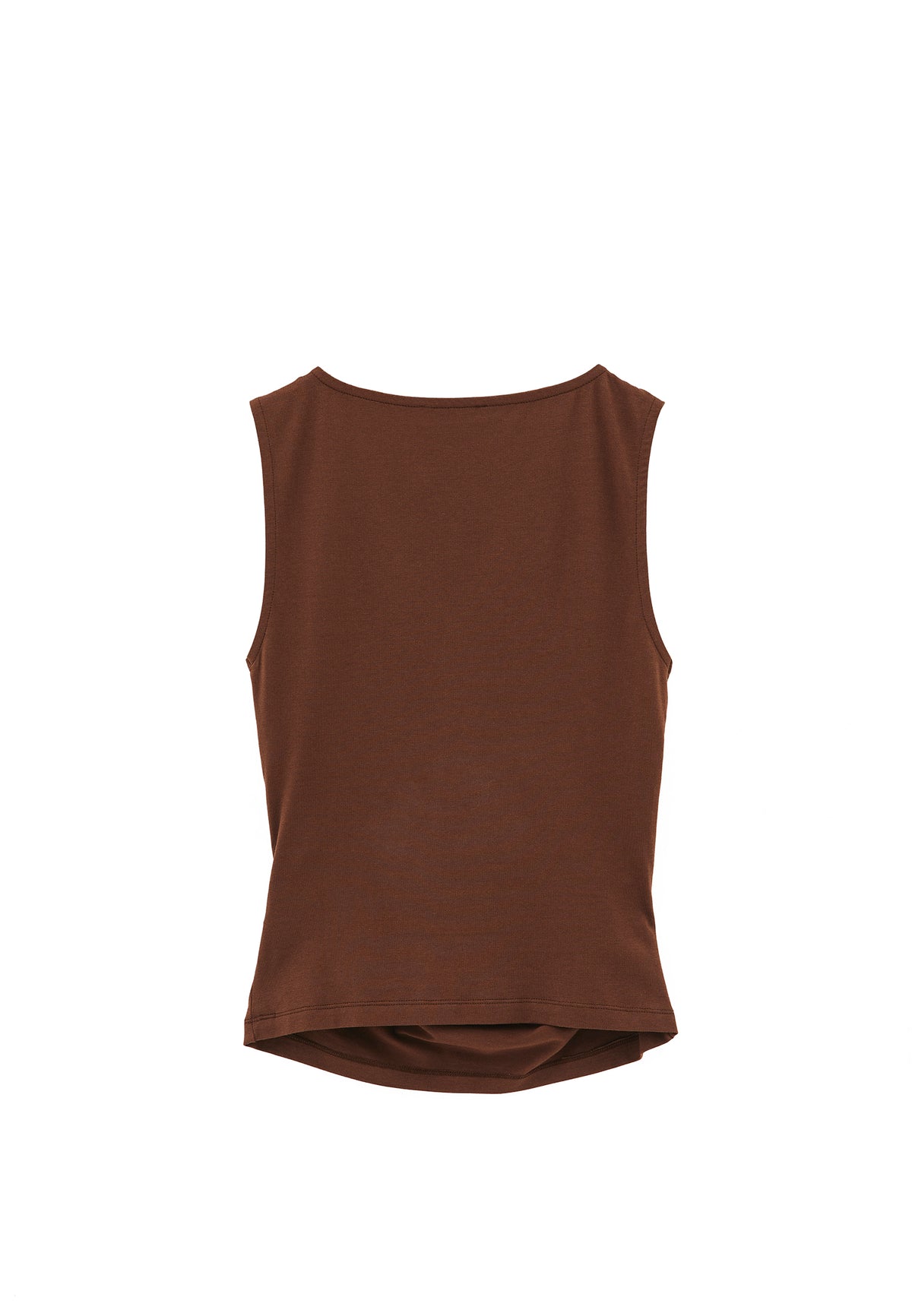 Boat Neck Bodycon Tank Top - Brown