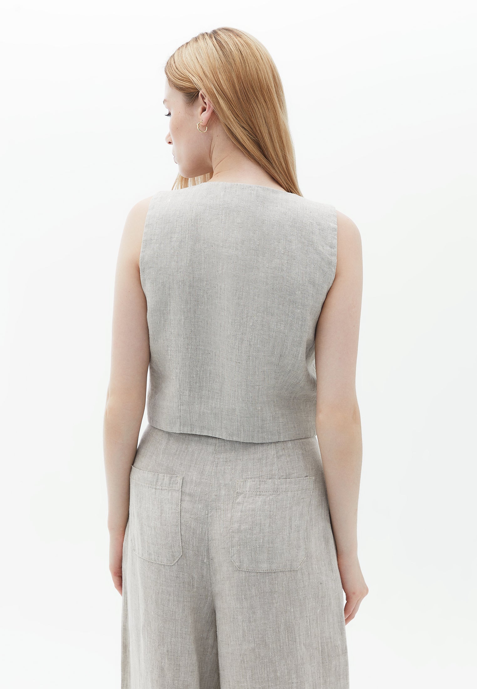 Buttoned linen vest - FRENCH OAK