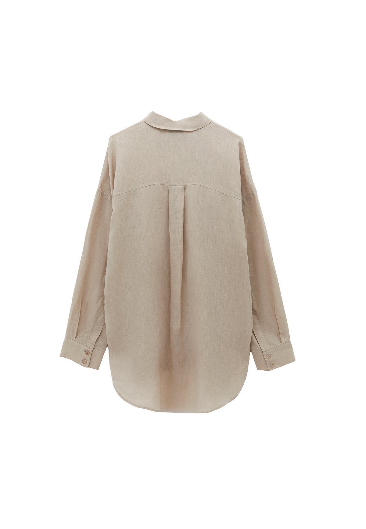 Linen Shirt With Large Fit And Buttons - Beige