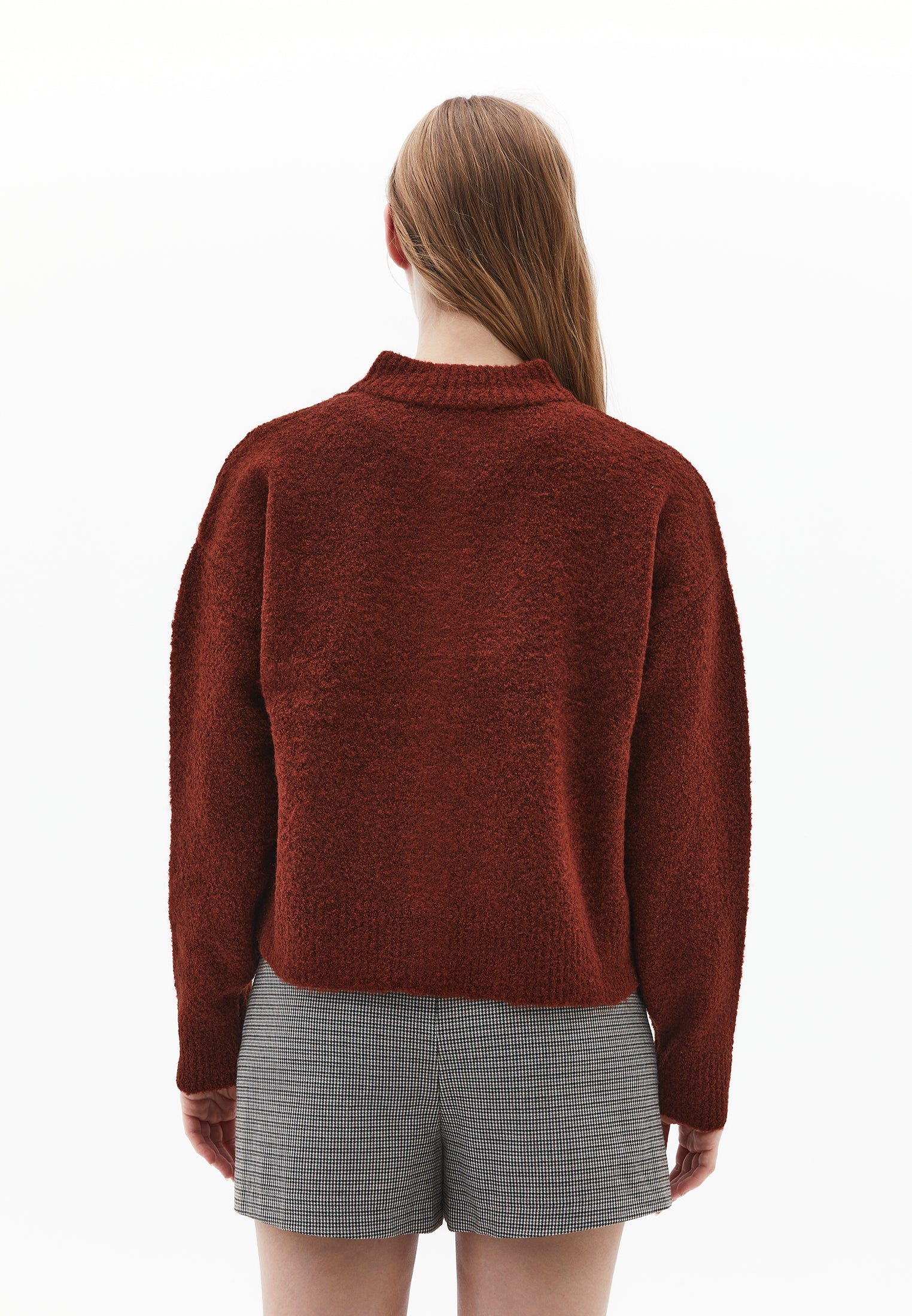 LONG-SLEEVE SOFT CARDIGAN - FRIED BRICK