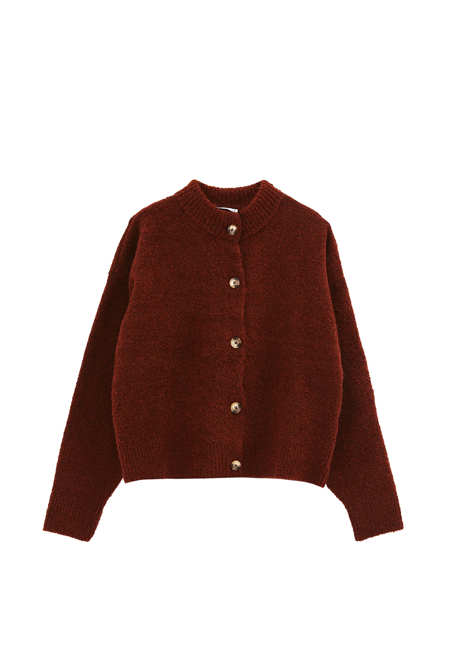 Soft Long Sleeved Cardigan - FRIED BRICK