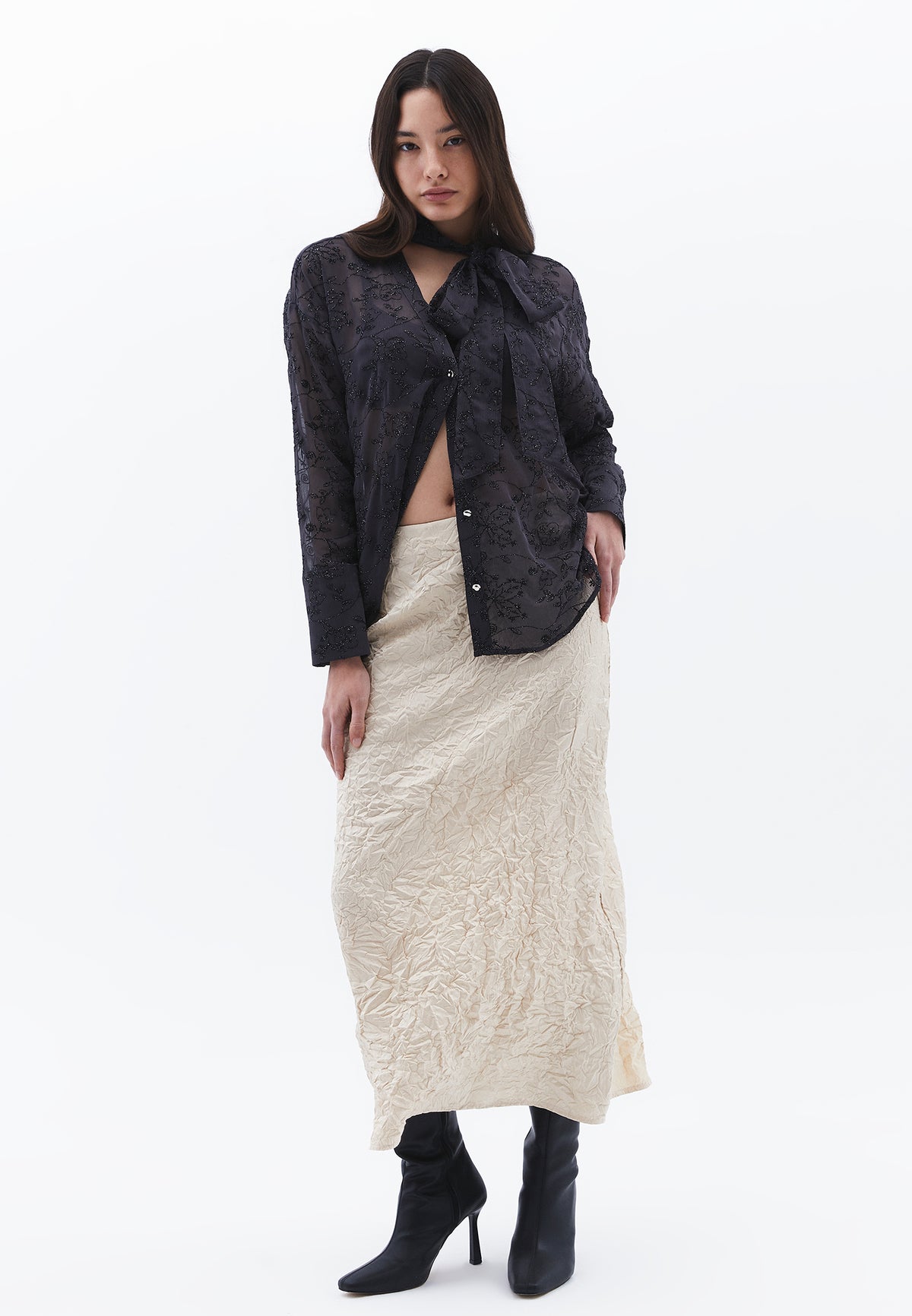 High Waist Skirt - Beige