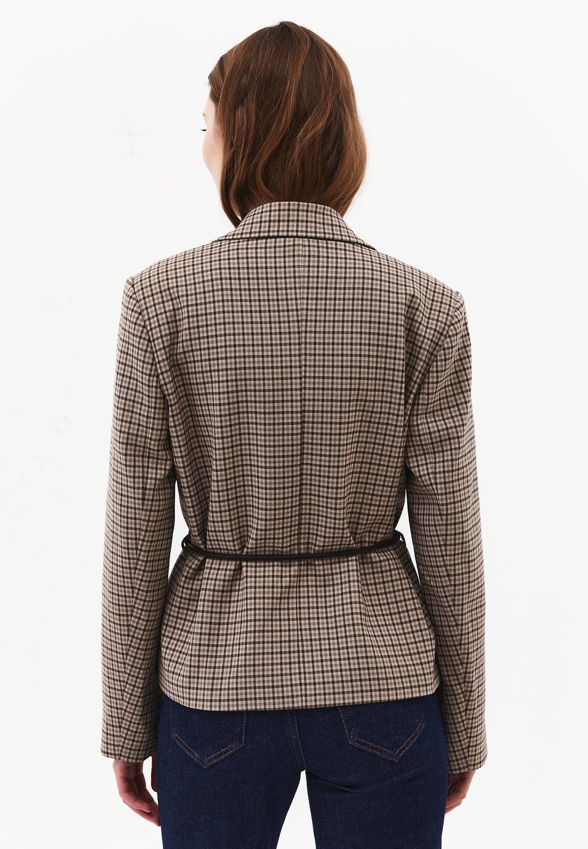 Standard Blazer Jacket with Belt Detail - Mix Color