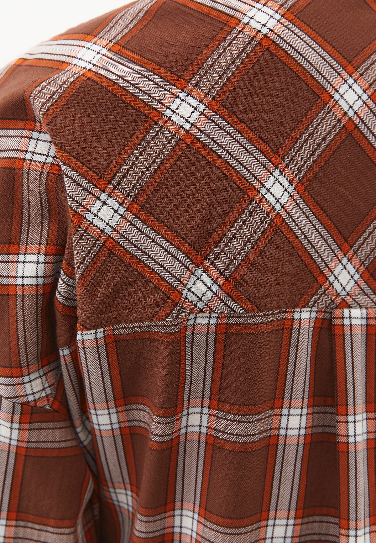 Oversized Long Sleeve Shirt with Pocket Detail - GOLD FLAME CHECK