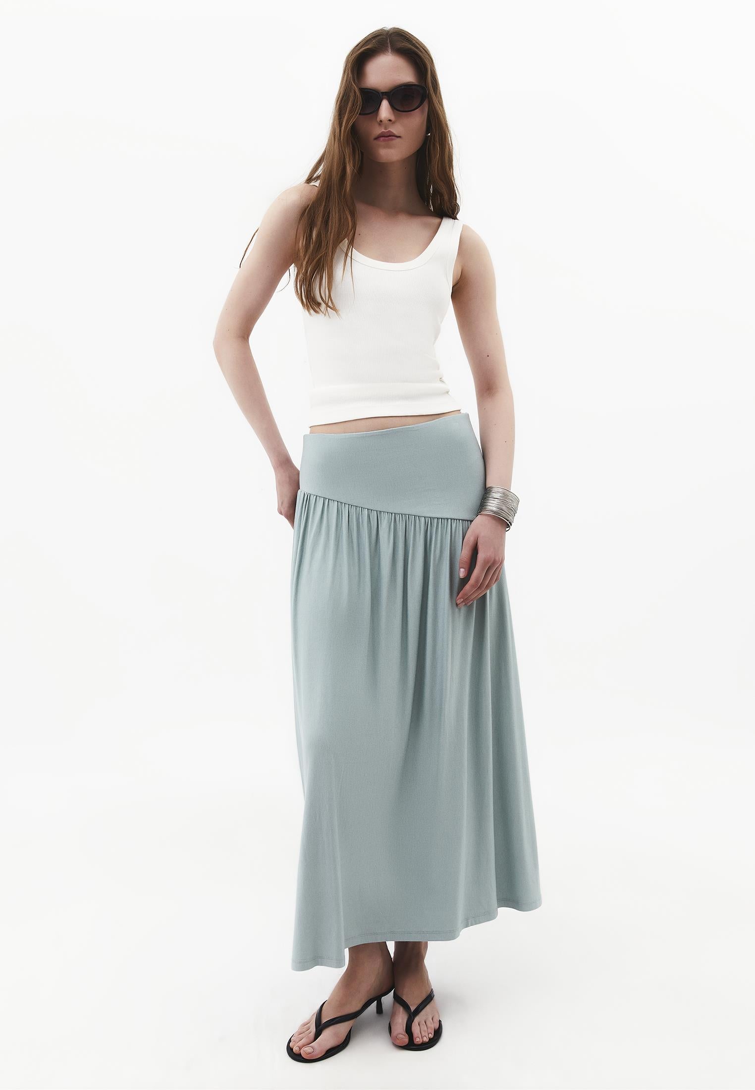 Flared Long Skirt - GREEN MILIEU