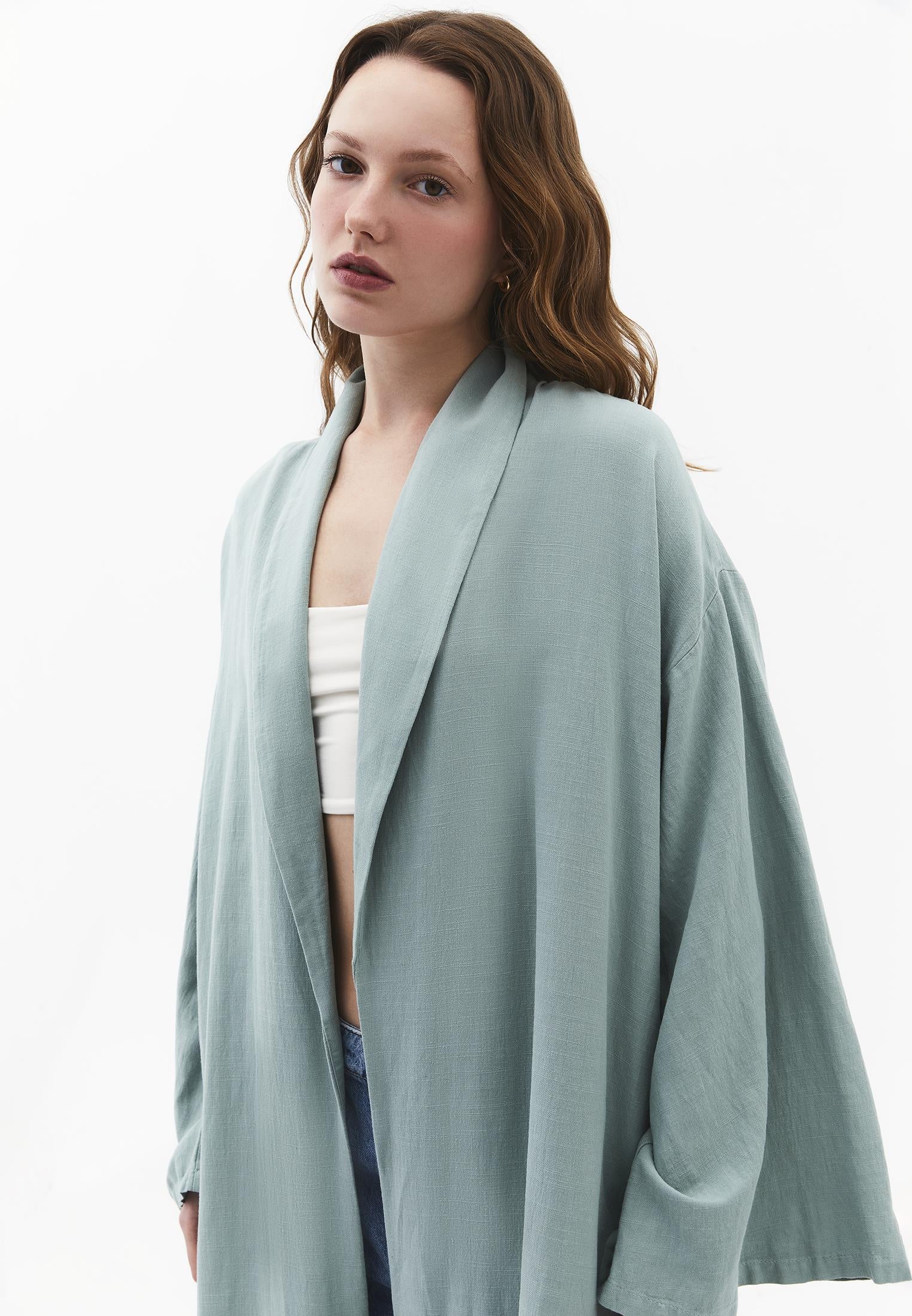 Long Oversize Kimono - GREEN MILIEU