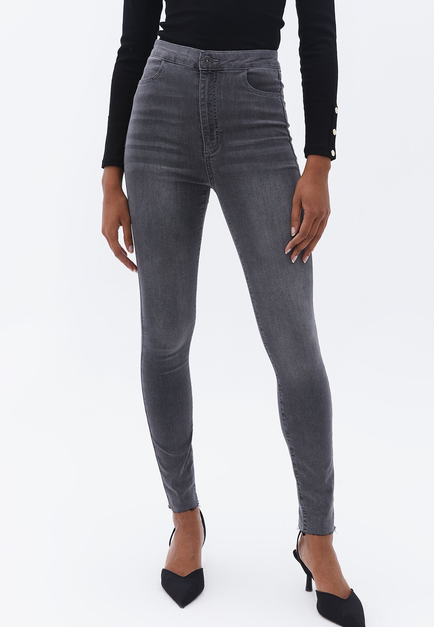Ultra high waist jeans leggings - GREY DENIM
