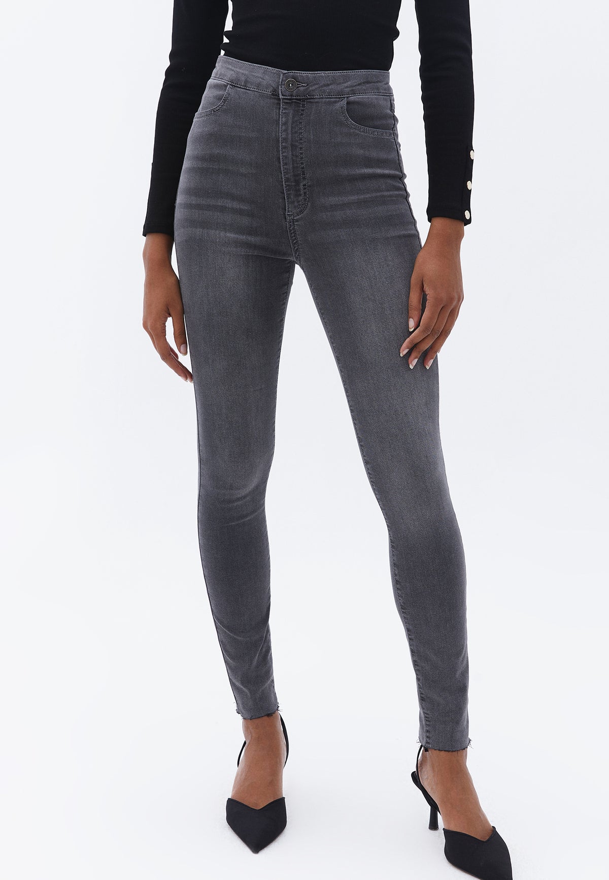 Ultra High Waist Jeans Leggings - Grey