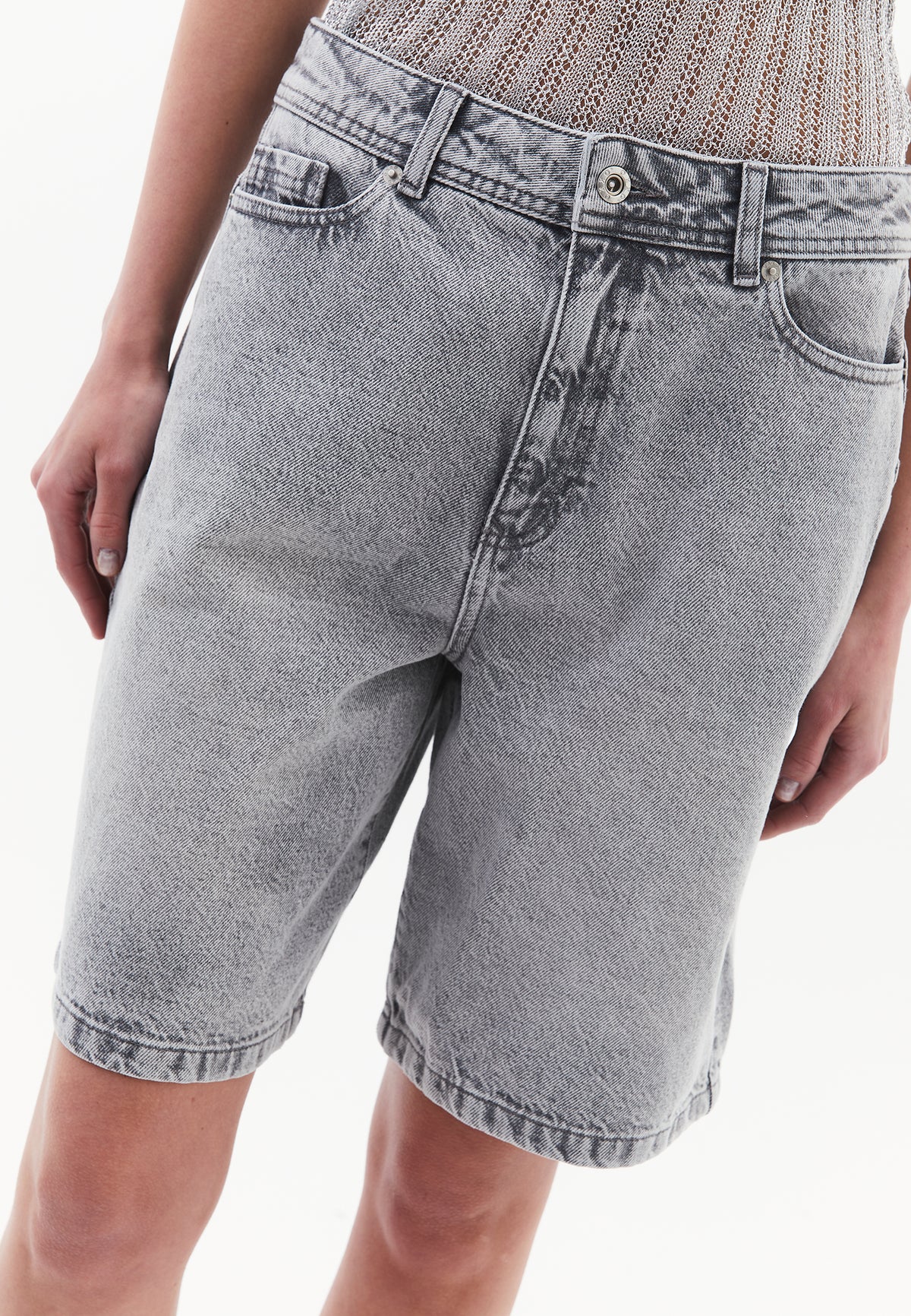 Cotton Denim Shorts - GREY DENIM